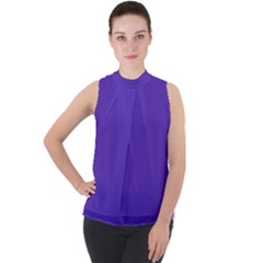 Ultra Violet Purple Mock Neck Chiffon Sleeveless Top by bruzer