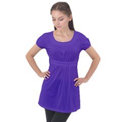 Ultra Violet Purple Puff Sleeve Tunic Top by bruzer