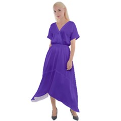 Ultra Violet Purple Cross Front Sharkbite Hem Maxi Dress by Patternsandcolors