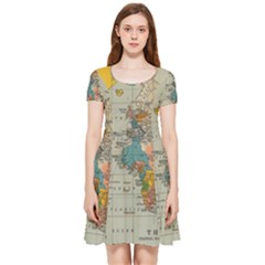 Vintage World Map Inside Out Cap Sleeve Dress by Proyonanggan