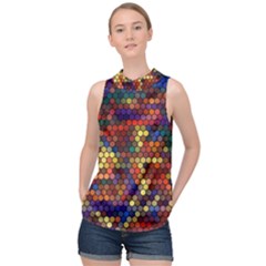 Hexagon Honeycomb Pattern Design High Neck Satin Top by Ndabl3x