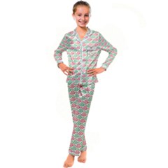 Mosaic Hexagon Honeycomb Kids  Satin Long Sleeve Pajamas Set by Ndabl3x