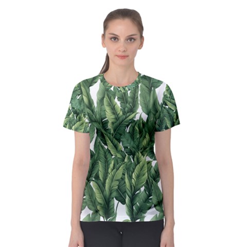 Green Banana Leaves Women s Sport Mesh T-shirt by goljakoff