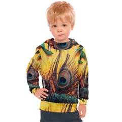 City Light Sky Landmark Painting Kids  Hooded Pullover by Cemarart