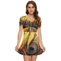 City Light Sky Landmark Painting V-Neck High Waist Chiffon Mini Dress View1