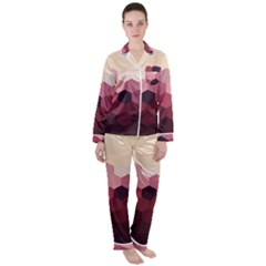 Hexagon Valentine Valentines Women s Long Sleeve Satin Pajamas Set	 by Grandong