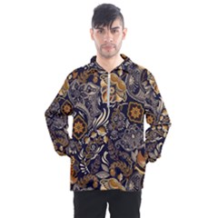 Paisley Texture, Floral Ornament Texture Men s Half Zip Pullover by nateshop