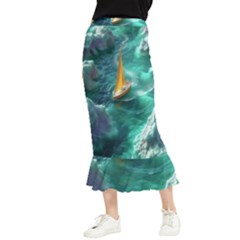 Lion King Of The Jungle Nature Maxi Fishtail Chiffon Skirt by Cemarart