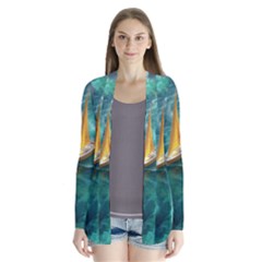 Double Exposure Flower Drape Collar Cardigan by Cemarart