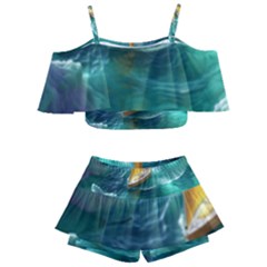 Mountain Birds River Sunset Nature Kids  Off Shoulder Skirt Bikini by Cemarart