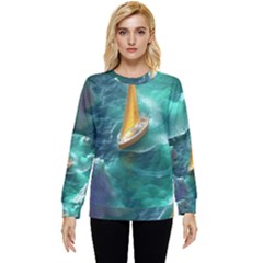 Silk Waves Abstract Hidden Pocket Sweatshirt by Cemarart