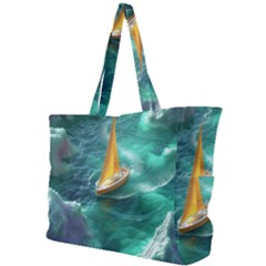 Seascape Boat Sailing Simple Shoulder Bag by Cemarart