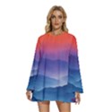 Valley Night Mountains Round Neck Long Sleeve Bohemian Style Chiffon Mini Dress View1