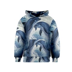 Dolphins Sea Ocean Water Kids  Pullover Hoodie by Cemarart