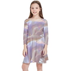 Silk Waves Abstract Kids  Quarter Sleeve Skater Dress by Cemarart