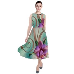 Love Amour Butterfly Colors Flowers Text Round Neck Boho Dress by Grandong