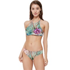 Love Amour Butterfly Colors Flowers Text Banded Triangle Bikini Set by Grandong