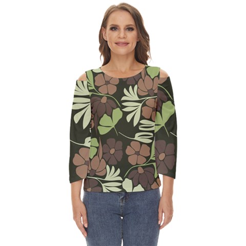 Flowers Leaves Plant Botanical Boho Bohemian Minimalist Nature Cut Out Wide Sleeve Top by Grandong