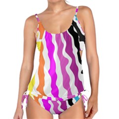 Warp Liquid Multicolor Kids Tankini Set by Cemarart