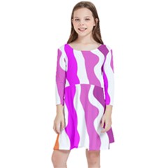 Warp Liquid Multicolor Kids Kids  Quarter Sleeve Skater Dress by Cemarart