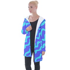 Purple Mint Turquoise Background Longline Hooded Cardigan by Cemarart