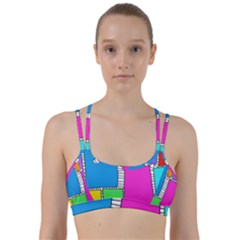 Shapes Texture Colorful Cartoon Line Them Up Sports Bra by Cemarart