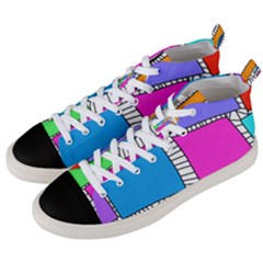 Shapes Texture Colorful Cartoon Men s Mid-top Canvas Sneakers by Cemarart