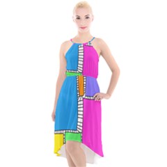 Shapes Texture Colorful Cartoon High-low Halter Chiffon Dress  by Cemarart