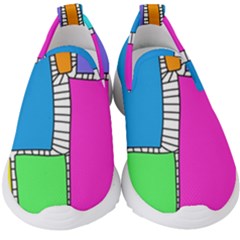 Shapes Texture Colorful Cartoon Kids  Slip On Sneakers by Cemarart