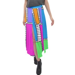 Shapes Texture Colorful Cartoon Velour Split Maxi Skirt by Cemarart