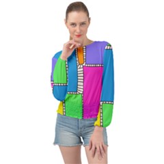 Shapes Texture Colorful Cartoon Banded Bottom Chiffon Top by Cemarart