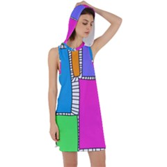 Shapes Texture Colorful Cartoon Racer Back Hoodie Dress by Cemarart