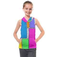 Shapes Texture Colorful Cartoon Kids  Sleeveless Hoodie by Cemarart