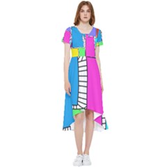 Shapes Texture Colorful Cartoon High Low Boho Dress by Cemarart