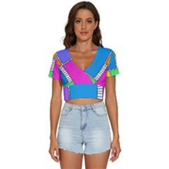 Shapes Texture Colorful Cartoon V-neck Crop Top by Cemarart