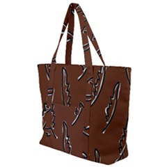 Feather Leaf Pattern Print Zip Up Canvas Bag by Cemarart