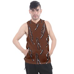 Feather Leaf Pattern Print Men s Sleeveless Hoodie by Cemarart