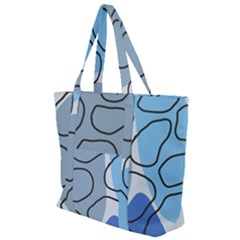 Boho Blue Deep Blue Artwork Zip Up Canvas Bag by Cemarart