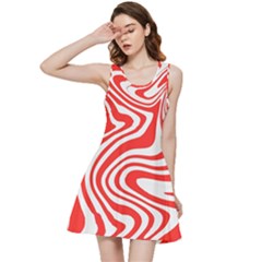 Red White Background Swirl Playful Inside Out Racerback Dress by Cemarart