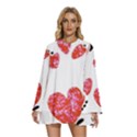 Elements Scribbles Brush Doodles Round Neck Long Sleeve Bohemian Style Chiffon Mini Dress View1