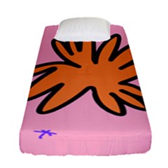 Doodle Flower Sparkles Orange Pink Fitted Sheet (single Size) by Cemarart