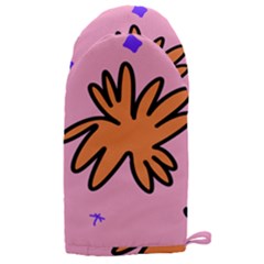 Doodle Flower Sparkles Orange Pink Microwave Oven Glove by Cemarart