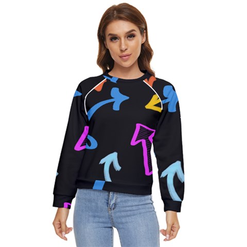 Colorful Arrows Kids Pointer Women s Long Sleeve Raglan T-shirt by Cemarart