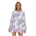 Blob Gradient Blur Scatter Round Neck Long Sleeve Bohemian Style Chiffon Mini Dress View1