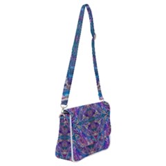 Cobalt Arabesque Shoulder Bag With Back Zipper by kaleidomarblingart