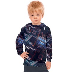 Fractal Cube 3d Art Nightmare Abstract Kids  Hooded Pullover by Cemarart