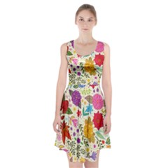 Colorful Flowers Pattern Racerback Midi Dress by Cemarart