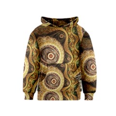 Fractal Floral Ornament Wave Vintage Retro Kids  Pullover Hoodie by Cemarart