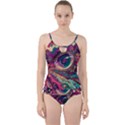 Human Eye Pattern Cut Out Top Tankini Set View1