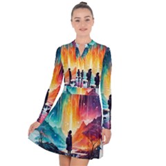 Starry Night Wanderlust: A Whimsical Adventure Long Sleeve Panel Dress by stine1